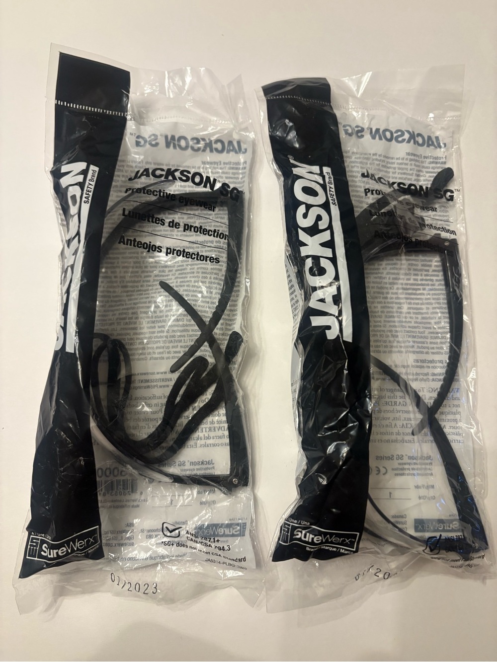 Jackson Safety Protective Eyewear - 2 pair lot, brand new in bag